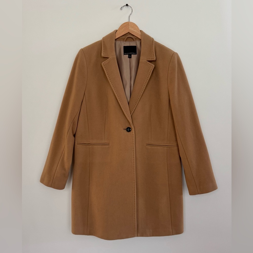 Banana Republic Women’s Wool Car Coat Single Button Long Blazer Jacket